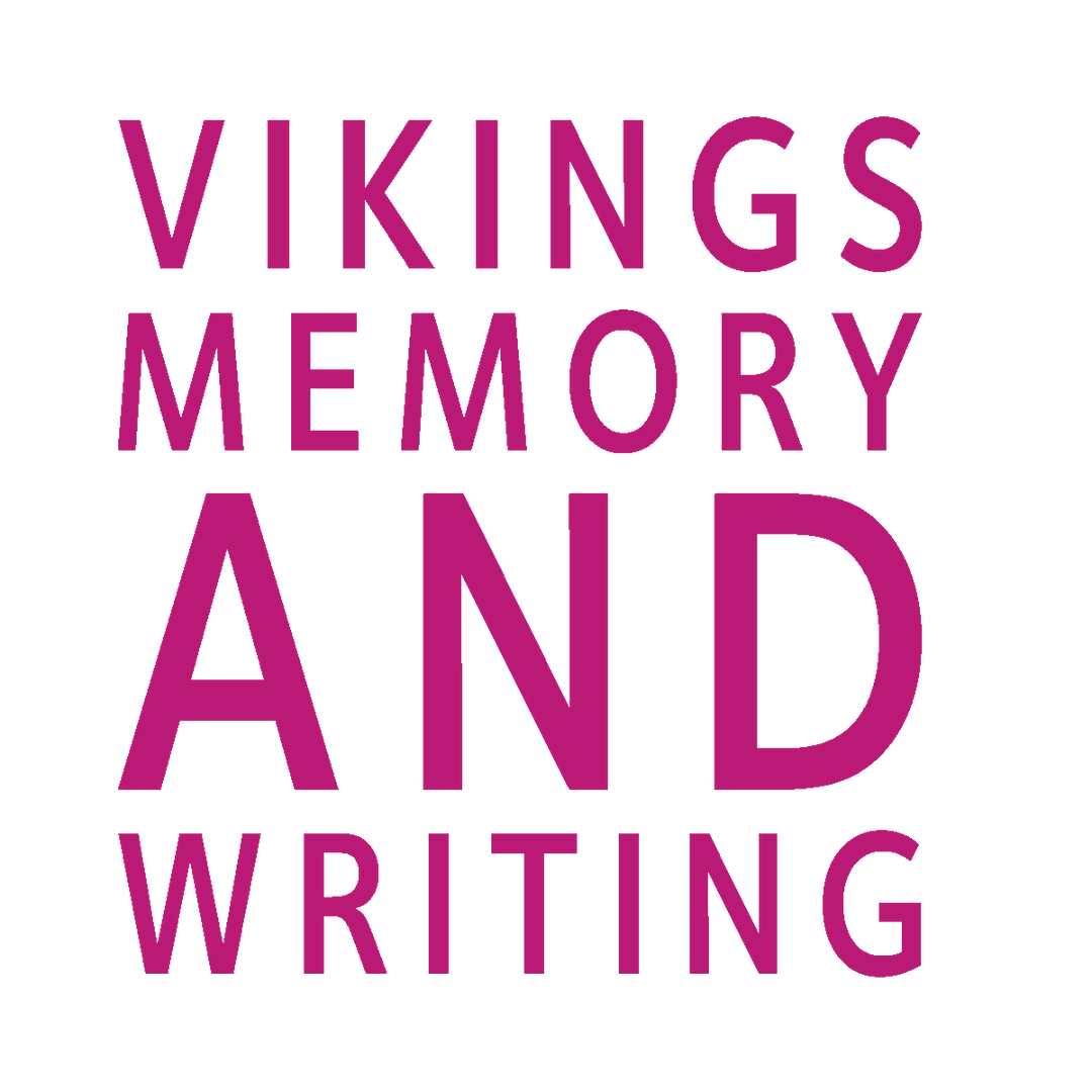 Stylized text box reading Vikings, memory, and writing.