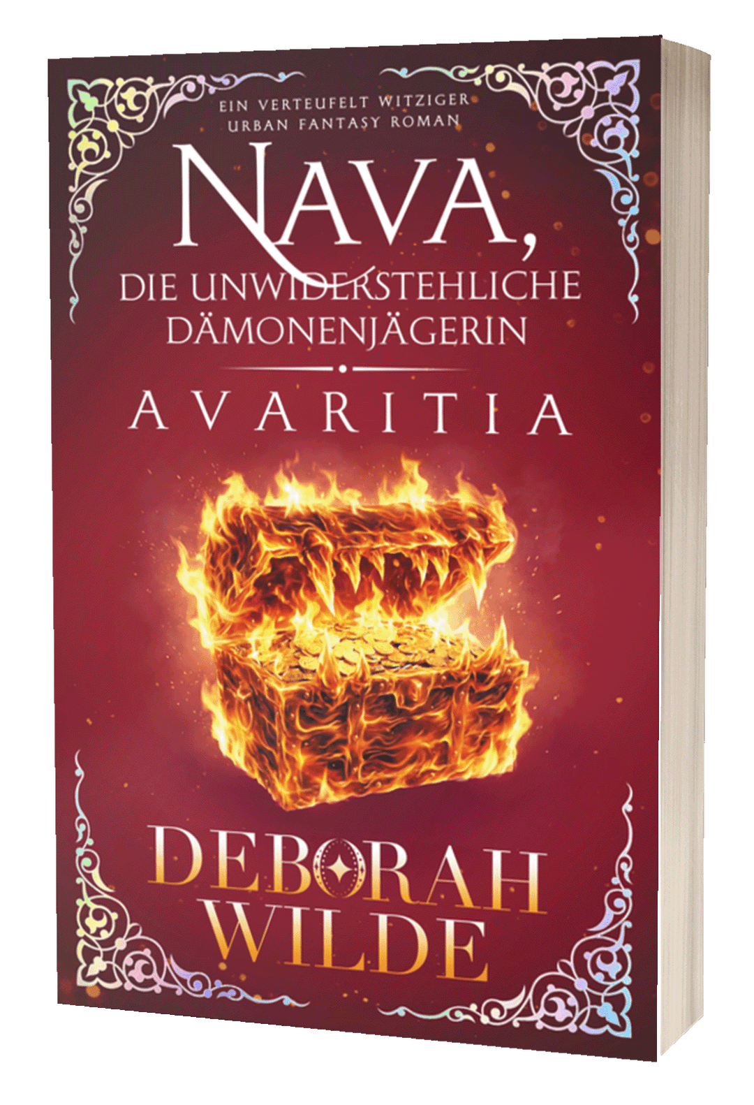 Paperback cover of "Avaritia". German language version of "The Unlikeable Demon Hunter: Need" by Deborah Wilde. Translation by Virginia Knorr.