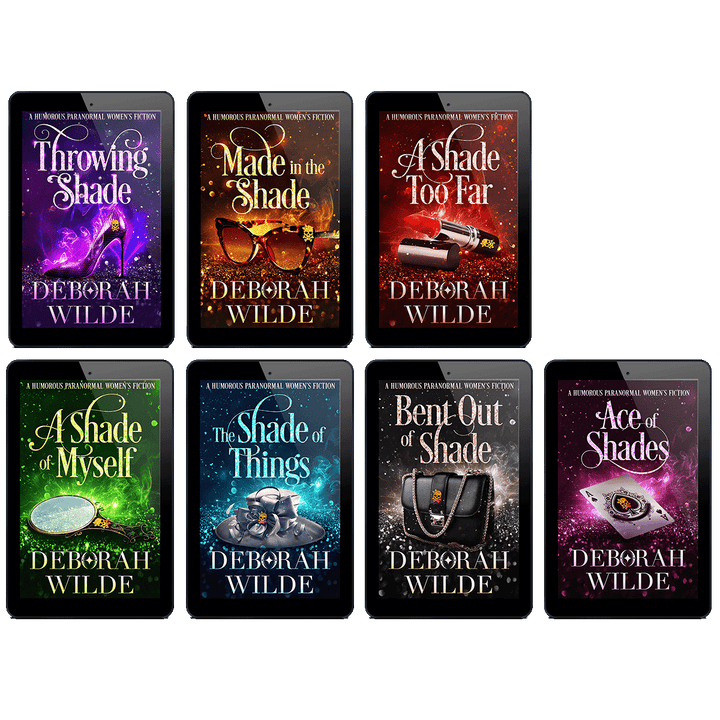All 7 ebooks in the "Magic After Midlife" urban fantasy series by Deborah Wilde. Books included are; "Throwing Shade", "Made in the Shade", "A Shade Too Far", "A Shade of Myself", "The Shade of Things", "Bent out of Shade", and "Ace of Shades".