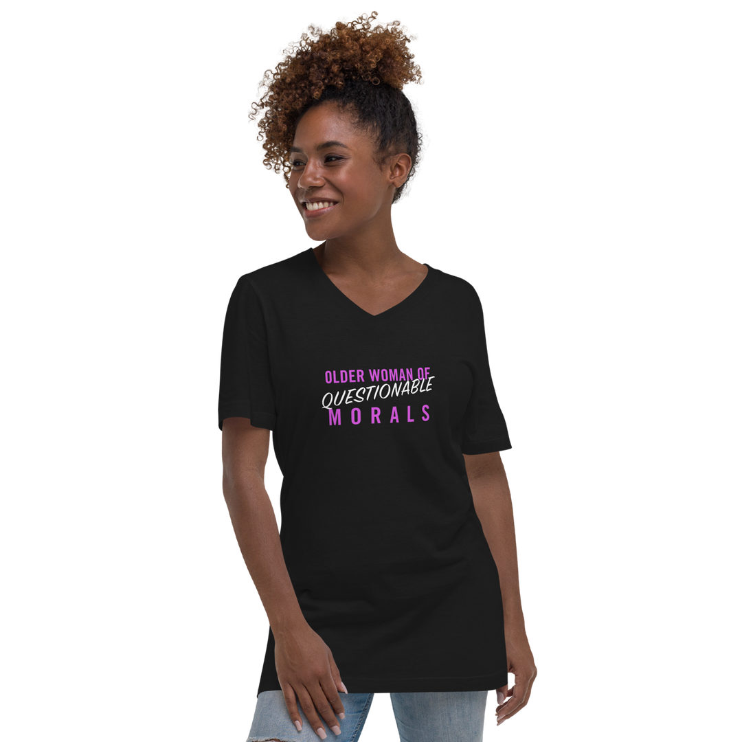 "Older Woman of Questionable Morals" Unisex V-Neck T-Shirt