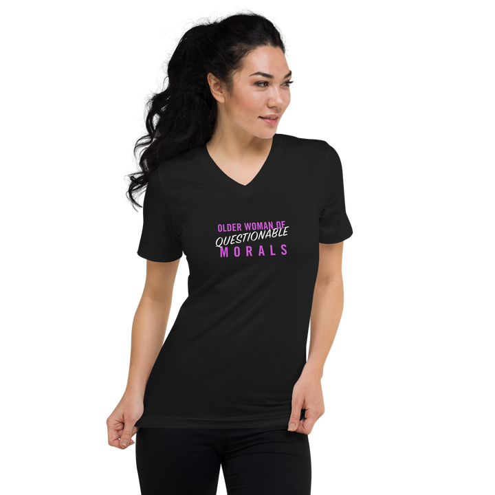 "Older Woman of Questionable Morals" Unisex V-Neck T-Shirt