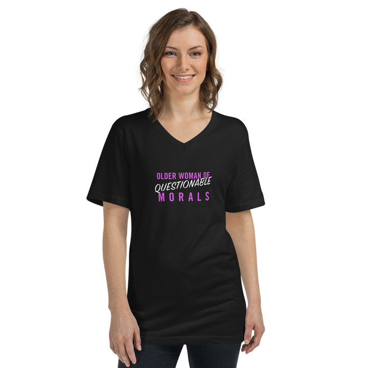 "Older Woman of Questionable Morals" Unisex V-Neck T-Shirt