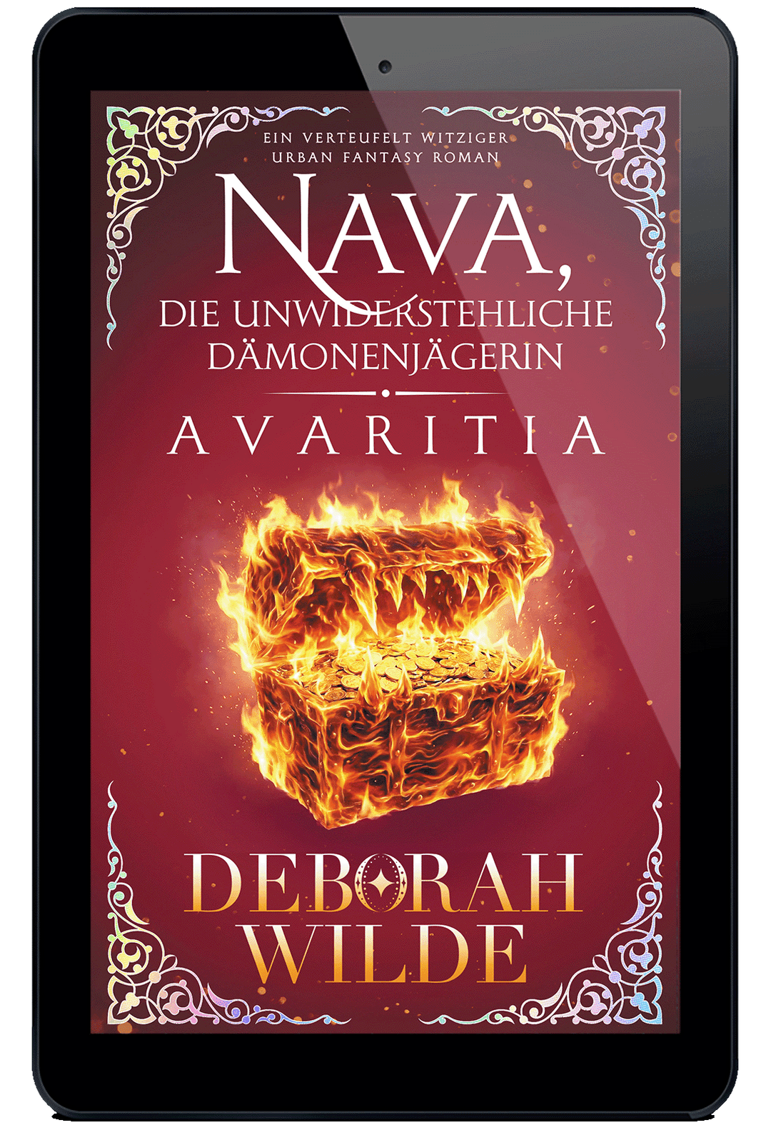 Ebook cover of "Avaritia". German language version of "The Unlikeable Demon Hunter: Need" by Deborah Wilde. EIN VERTEUFELT WITZIGER URBAN FANTASY ROMAN